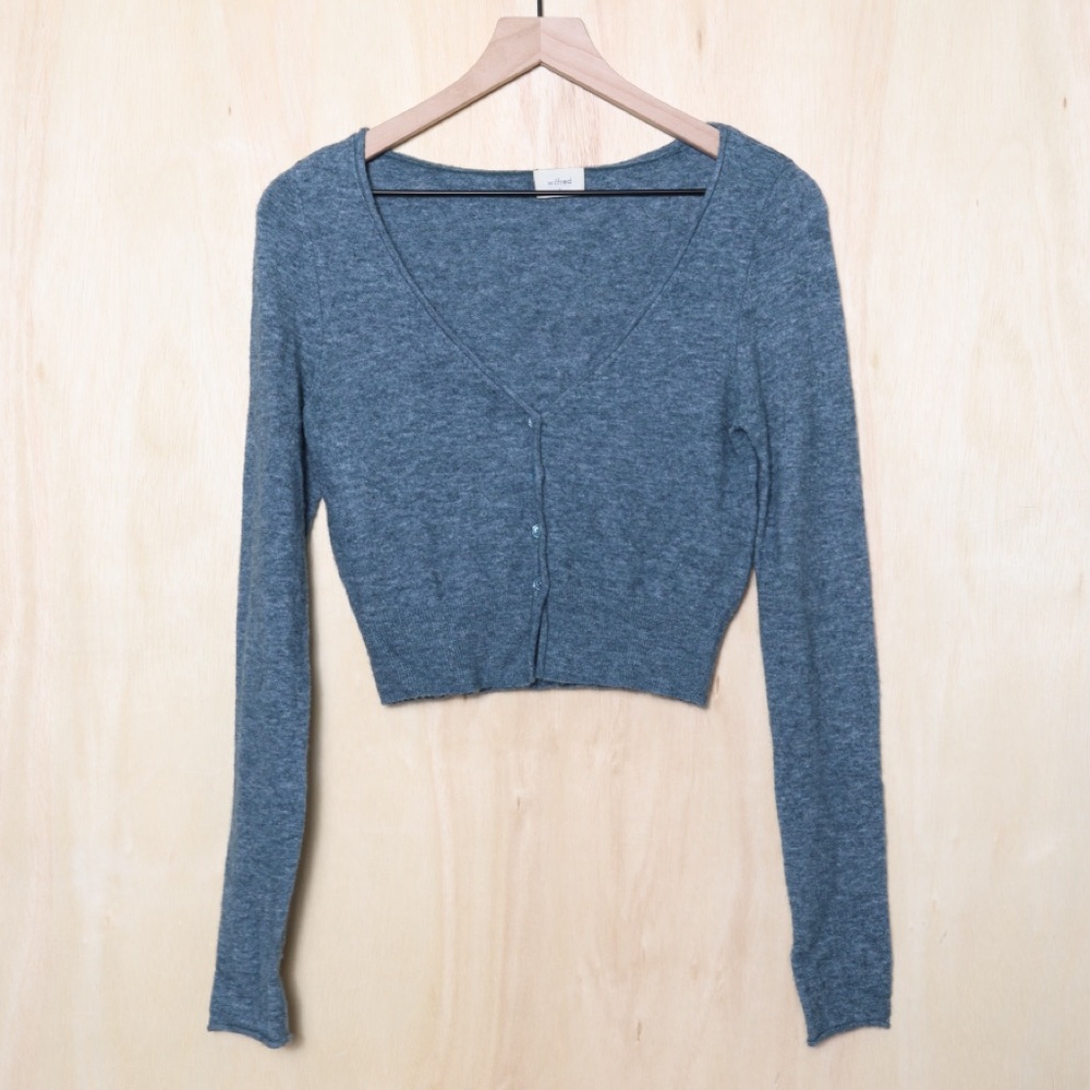Cami V-Neck Cropped Cardigan Sweater - Gray